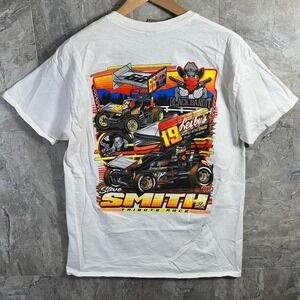 Steve Smith the black bandit Racing nascar white t-shirt Size L #racing